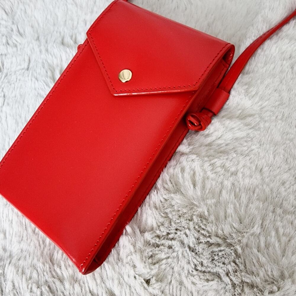 NWT J.Crew Gracie Red Leather Phone Crossbody Bag Mini Envelope Clutch Handbag - Picture 4 of 10